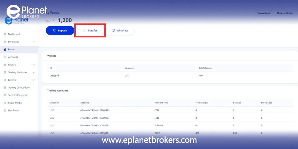 Internal Transfer at ePlanet Brokers 
