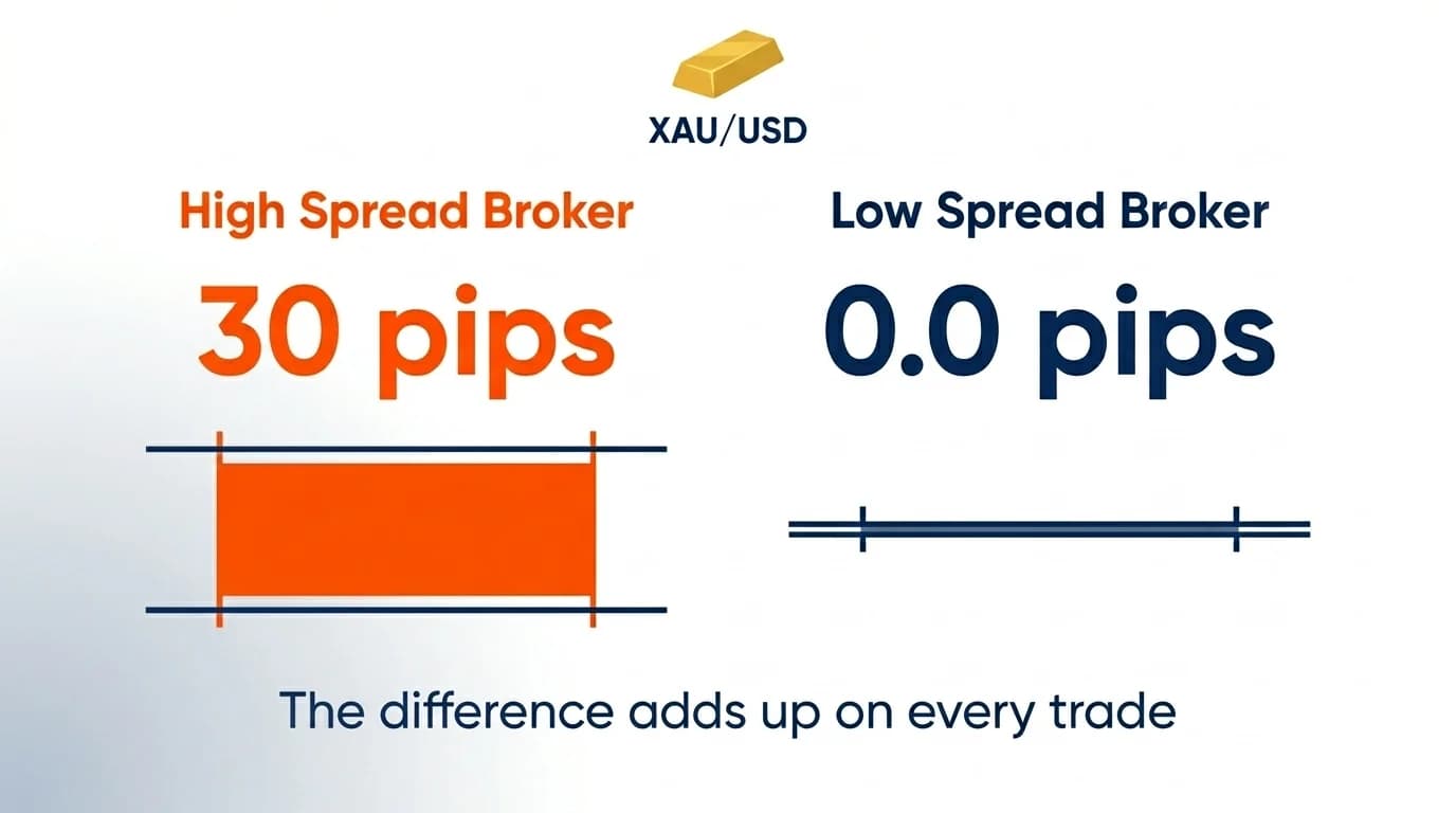 xauusd-spread-comparing.webp Tighter spreads are very important for XAUUSD trading.