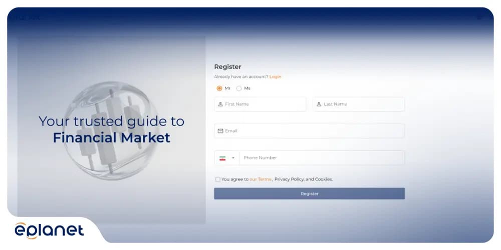 Completing the application form is the second step of registration at Eplanet Brokers